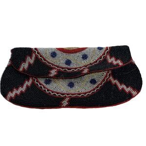 K.C. Malhan Multi-Color Beaded Evening Bag Clutch Wallet Purse Party Glamour